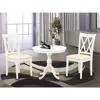 East West Furniture 3 Piece Dinning Room Table Set Contains 1 Wood Table And 2 Linen White Dining Room Chairs With Doubl