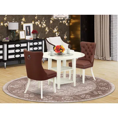 East West Furniture 3 Piece Kitchen Dining Set Consists Of A Round Dining Table