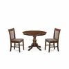 East West Furniture 3 Piece Kitchen Dining Table Set - Mahogany Small Dining Table And 2 Mahogany Linen Fabric Dining Ch In Brown
