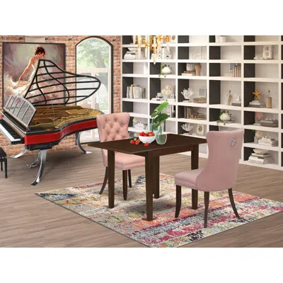 East West Furniture 3 Piece Kitchen Set In Pink