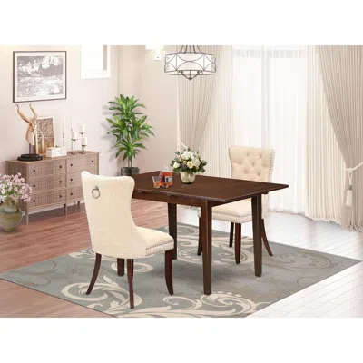 East West Furniture 3 Piece Kitchen Set Consists Of A Rectangle Dining Table With Butterfly Leaf
