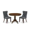East West Furniture 3 Piece Kitchen Table & Chairs Set In Gray