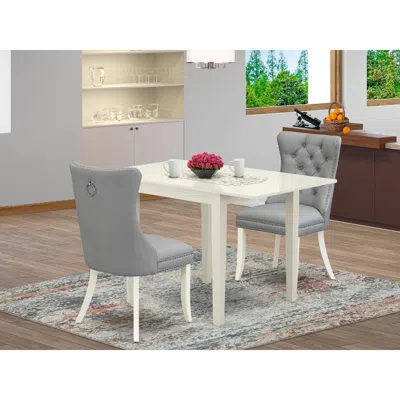 East West Furniture 3 Piece Kitchen Table & Chairs Set In Brown