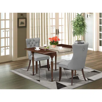East West Furniture 3 Piece Kitchen Table Set In Gray