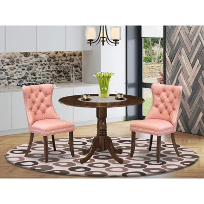 East West Furniture 3 Piece Kitchen Table Set In Blue