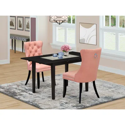 East West Furniture 3 Piece Kitchen Table Set In Pink
