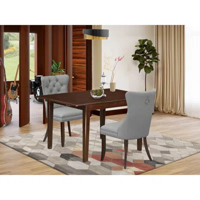 East West Furniture 3 Piece Kitchen Table Set In Gray