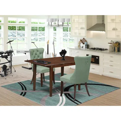 East West Furniture 3 Piece Kitchen Table Set In Blue