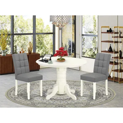 East West Furniture 3 Piece Kitchen Table Set In Gray