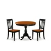 East West Furniture 3-piece Kitchen Table Set Consist Of Dining Room Table And 2 Kitchen Chairs With Slatted Back - Blac