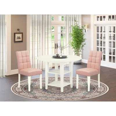 East West Furniture 3 Piece Kitchen Table Set Consists A Dinner Table In Brown