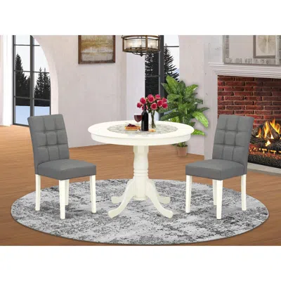 East West Furniture 3 Piece Kitchen Table Set Consists A Wooden Table