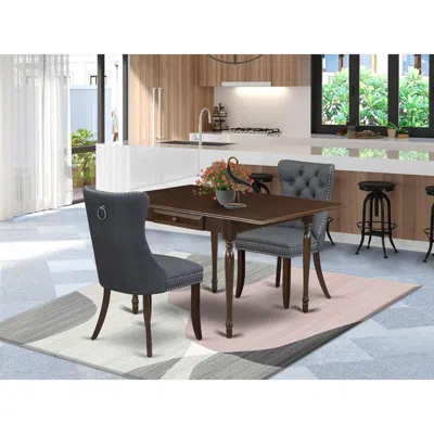 East West Furniture 3 Piece Kitchen Table Set Consists Of A Rectangle Dining Table With Dropleaf In Multi