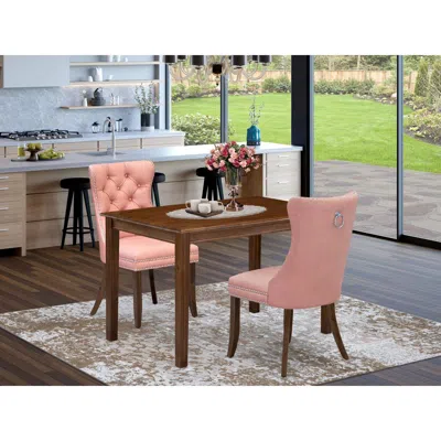 East West Furniture 3 Piece Kitchen Table Set Contains A Rectangle Dining Table In Pink