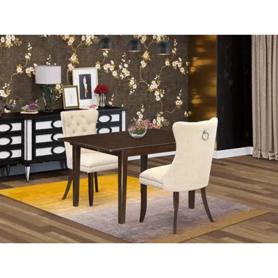 East West Furniture 3 Piece Kitchen Table Set Contains A Rectangle Dining Table With Butterfly Leaf In Gold