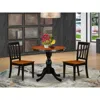 East West Furniture 3-piece Kitchen Table Set Contains A Wooden Table And 2 Kitchen Chairs With Slatted Back - Black Fin