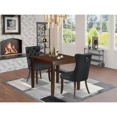 East West Furniture 3 Piece Kitchen Table Set For Small Spaces In Black