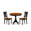 East West Furniture 3-piece Mid Century Dining Set Contains A Wooden Table And 2 Dinner Chairs With Slatted Back - Black