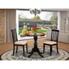 East West Furniture 3-piece Mid Century Dining Set Include A Kitchen Table And 2 Linen Fabric Mid Century Chairs With Sl
