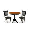 East West Furniture 3-piece Mid Century Dining Set Include A Modern Dining Table And 2 Dining Chairs With Slatted Back -