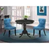 East West Furniture 3-piece Mid Century Modern Dining Set-a Wooden Table And 2 Linen Fabric Modern Dining Chairs With Bu