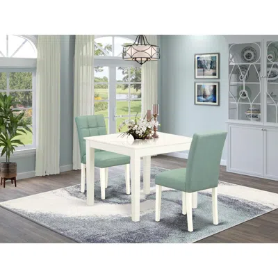 East West Furniture 3 Piece Mid Century Modern Dining Set Contain A Dinning Table In Blue