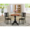 East West Furniture 3-piece Mid Century Modern Dining Set Include A Wood Table And 2 Dining Chairs With Slatted Back - B