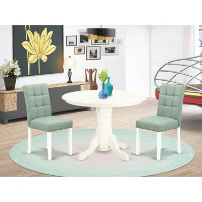 East West Furniture 3 Piece Mid Century Modern Dining Table Set In Green