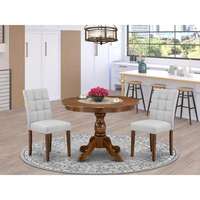 East West Furniture 3 Piece Mid Century Modern Dining Table Set In White