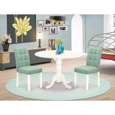 East West Furniture 3 Piece Modern Dining Set Contain A Wood Dining Table