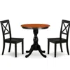 East West Furniture 3-piece Modern Dining Set Contains A Dining Table And 2 Wooden Chairs With X Back - Black Finish