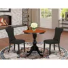 East West Furniture 3-piece Modern Dining Set Contains A Dinner Table And 2 Black Linen Fabric Parson Chairs With Button