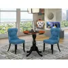 East West Furniture 3-piece Modern Dining Set Include A Wooden Table And 2 Blue Linen Fabric Dining Room Chairs With But