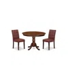 East West Furniture 3 Piece Modern Dining Table Set In Brown