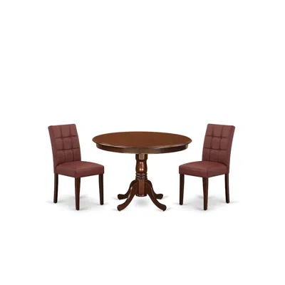 East West Furniture 3 Piece Modern Dining Table Set In Brown