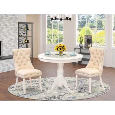 East West Furniture 3 Piece Modern Dining Table Set