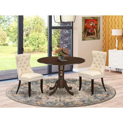 East West Furniture 3 Piece Modern Dining Table Set