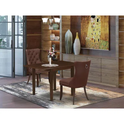 East West Furniture 3 Piece Modern Dining Table Set Consists Of A Rectangle Kitchen Table In Brown