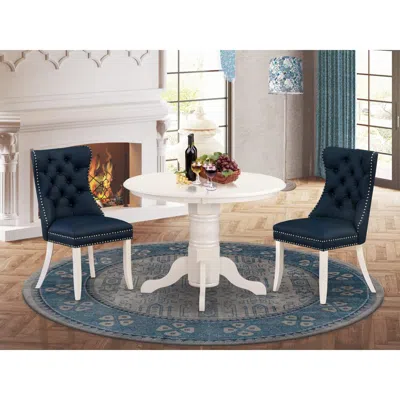 East West Furniture 3 Piece Modern Dining Table Set Consists Of A Round Kitchen Table With Pedestal