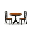 East West Furniture 3-piece Modern Dining Table Set Contains A Dining Room Table And 2 Dining Chairs With Slatted Back -
