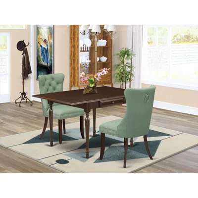 East West Furniture 3 Piece Modern Dining Table Set Contains A Rectangle Kitchen Table In Green