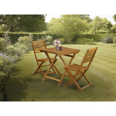 East West Furniture 3-piece Outdoor Dining Set Contains A Folding Camping Table And 2 Outdoor Side Chairs Suitable For G In Blue