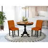 East West Furniture 3-piece Round Dining Table Set Contains A Dining Table And 2 Baked Bean Pu Leather Mid Century Dinin