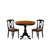 East West Furniture 3-piece Table Set Contains A Dinner Table And 2 Faux Leather Mid Century Chairs With Napoleon Back -