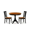 East West Furniture 3-piece Table Set Contains A Kitchen Table And 2 Modern Dining Chairs With Slatted Back - Black Fini