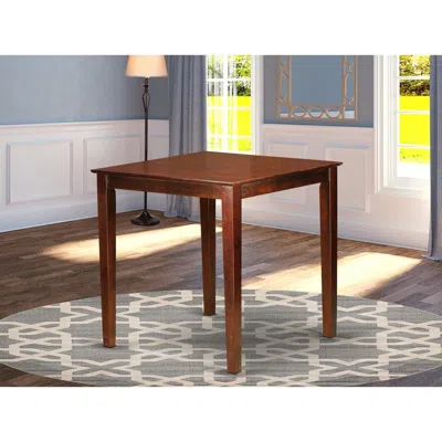 East West Furniture 36"-square Counter Height Pub Set Table In Dark Brown Finish In Blue