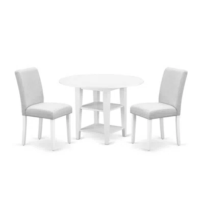 East West Furniture 3pc Round 20/42 Inch Table With 2 11-inch Drop Leaves And 2 Parson Chair