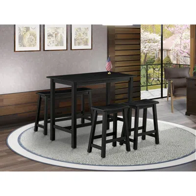 East West Furniture 4 Piece Dining Room Table Sets Includes A Wood Dining Table, 2 Kitchen Stools With A Mid Century Mod