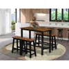 East West Furniture 4 Piece Kitchen Dining Table Set Contains A Dining Room Table, 2 Stools With A Dining Table Bench -