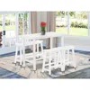 East West Furniture 4 Piece Mid Century Dining Set Contains A Dining Table, 2 Kitchen Stools With A Kitchen Bench - Wire
